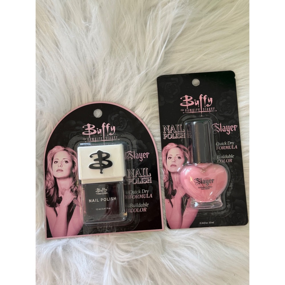 Buffy the Vampire Slayer Nail Polish Set Hellmouth Rose Pink & Black B Logo NIP